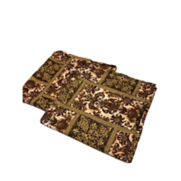 2 Brown Batik Bohemian Curtains Panels Drapes 80 Long Brown Gold Boho Pattern - Picture 2 of 4